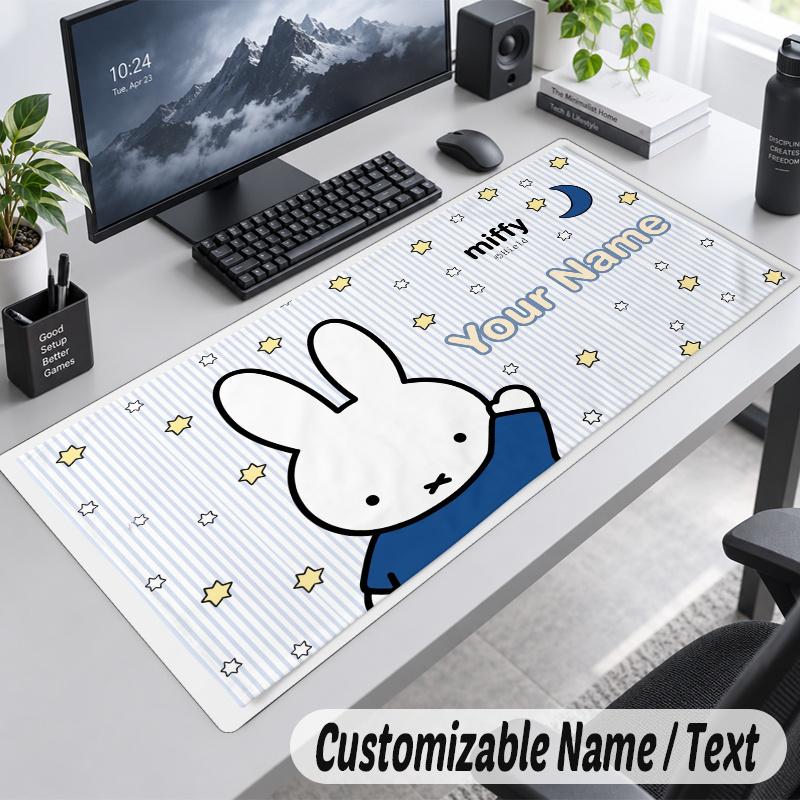 Miffy Personalized Large Mouse Pad Custom Name Text Extended Desk Mat Gaming Mousepad