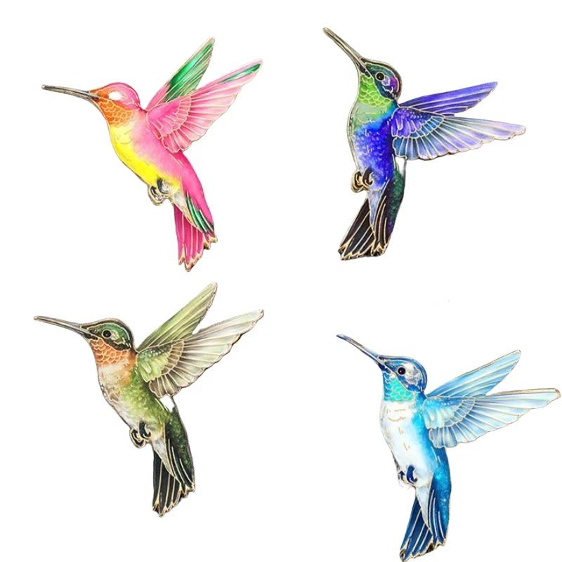 4pcs Hummingbird Brooch Pins For Women Colorful Birds Enamel Pin Metal Badge Jewelry Clothing Backpack Accessories Friends Gift