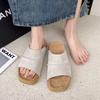Thick-soled Slippers Women's Summer Wear Retro Leather One-word Casual Cool Slippers Slippers B & B