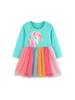 Autumn Girls' Unicorn Princess Dress – Cute European & American Style with Mesh