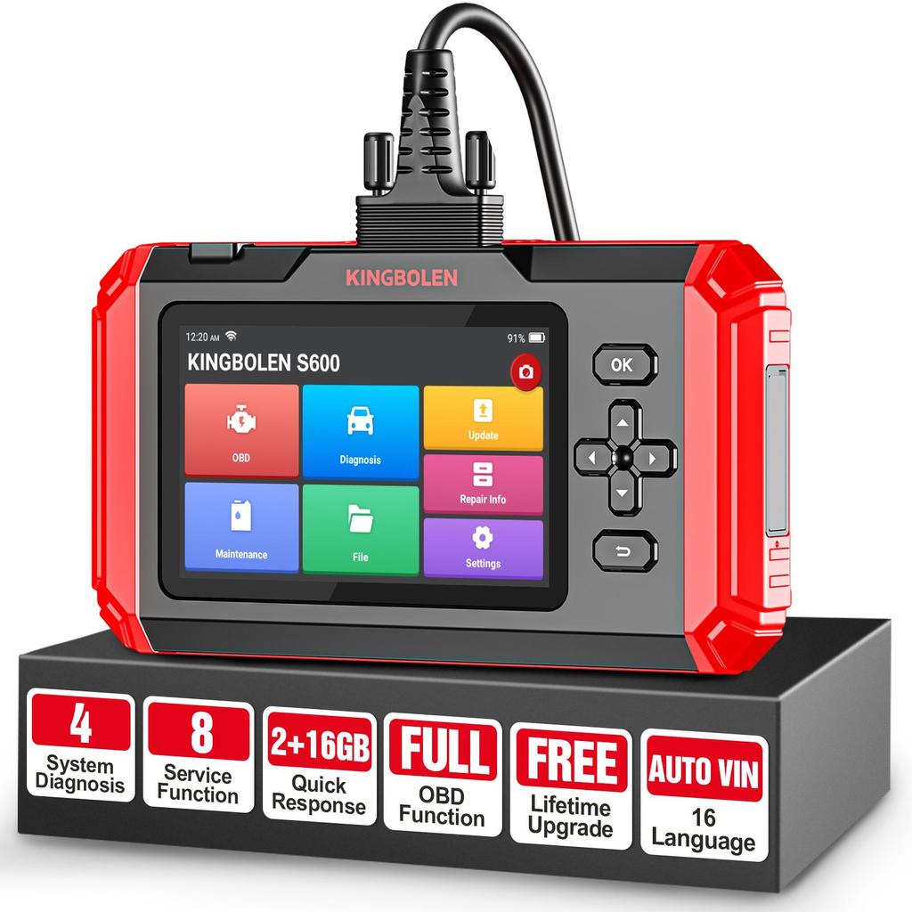 KINGBOLEN S600 S800 OBD2 Scanner 4 Systems Car Diagnostic Tools ABS 15 Resets Oil Brake SAS ETS Resets Lifetime Free Use
