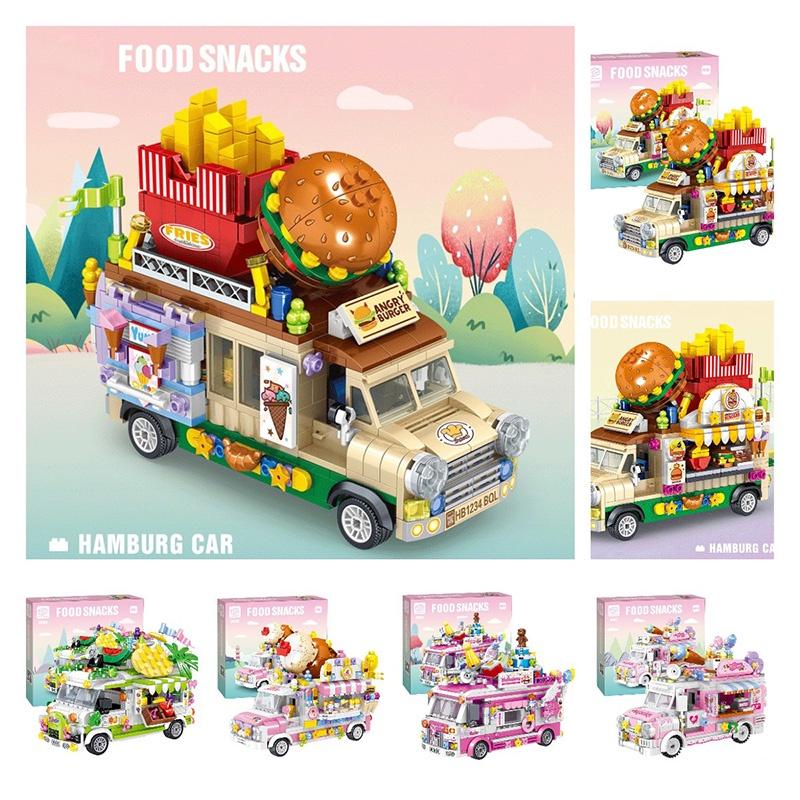 Diy Creative Mini Puzzle Building Toy Sweet Dessert Burger Car With 638 Abs Plastic Grains