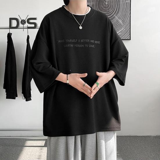 Strečové letní tričko tenké populární muž letní Letter Print Top