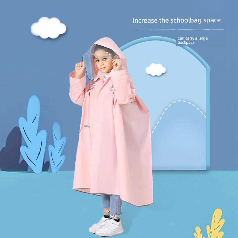 Students Bring School Bags to School, Boys' Raincoats, Girls' Raincoats, Special Long Full-Body Raincoats for Middle-Aged and Older Children, and