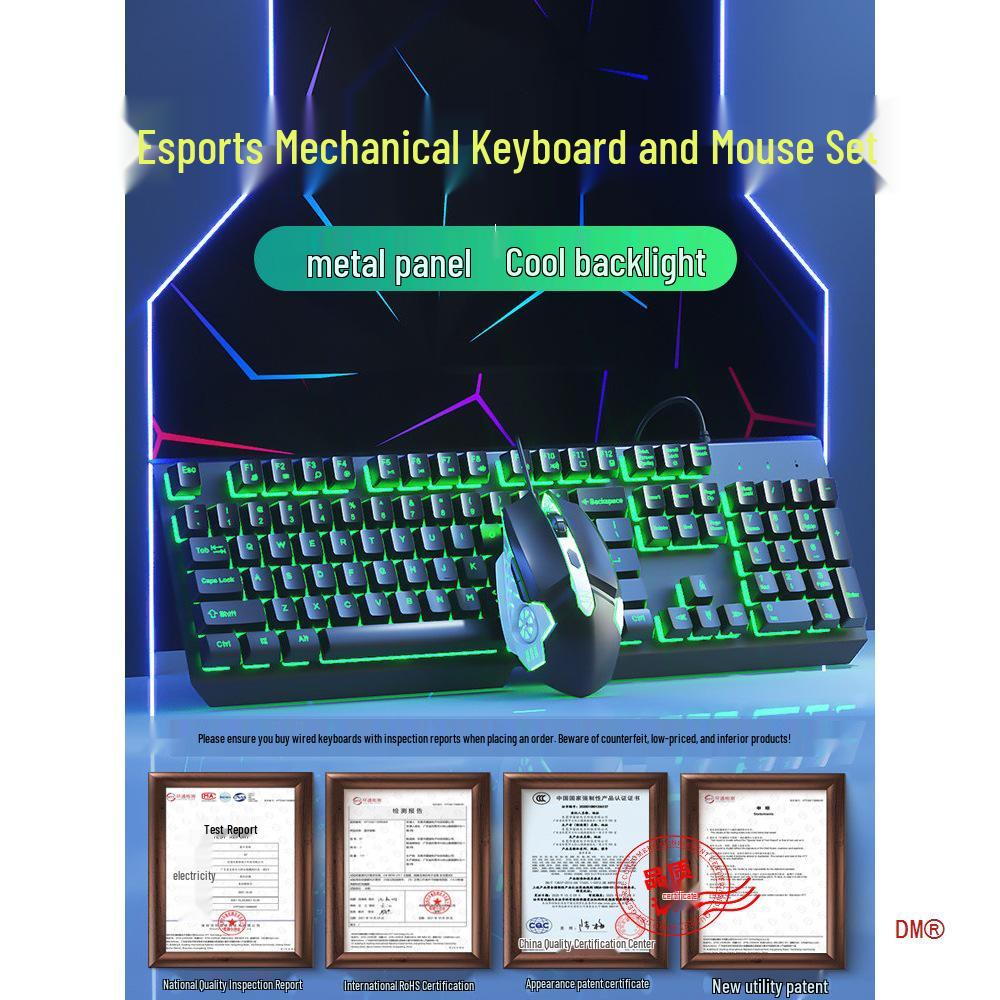 

Silent Wired Mechanical-Feel Keyboard and Mouse Set for Gaming, Desktop, and Office Use Other