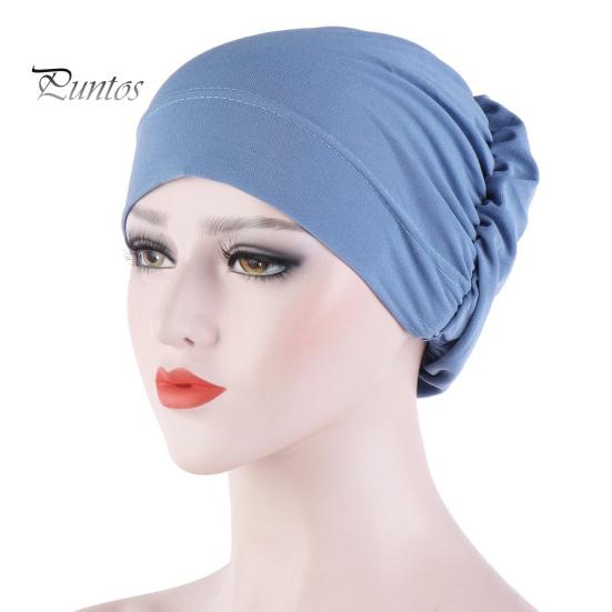 Women Small Solid Color Soft Knotted Night Sleep Beanie Bonnet Chemo Hat Cover