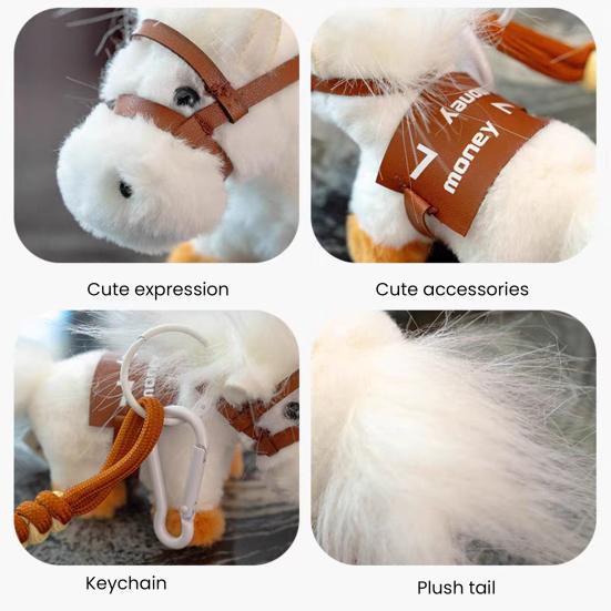 Pony Pendant Keychain 2026 Year of The Horse Plush Keyring Colorful Pony Doll Small Pony Bag Charm Gift for Kids