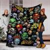 1pc Skull Print Outdoor Flannel Blanket Gift For Boys Girls Adults, Family Friends