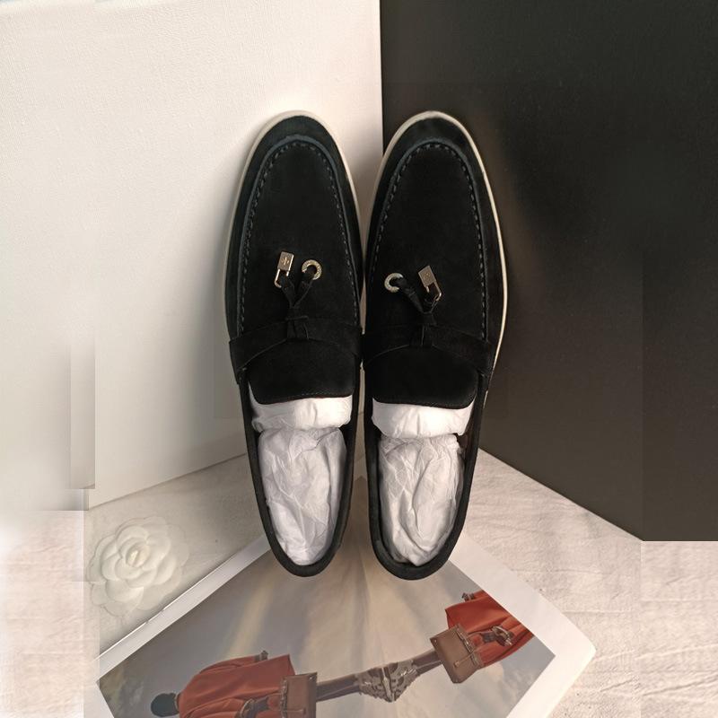 Кожаные мокасины женские весна-осень на плоской подошве в британском стиле LP удобные туфли-лодочки повседневные туфли 40 чёрный 6454₽