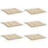 Garden Chair Cushions 6 Pcs Beige 50 X 50 X 4 Cm Oxford Fabric