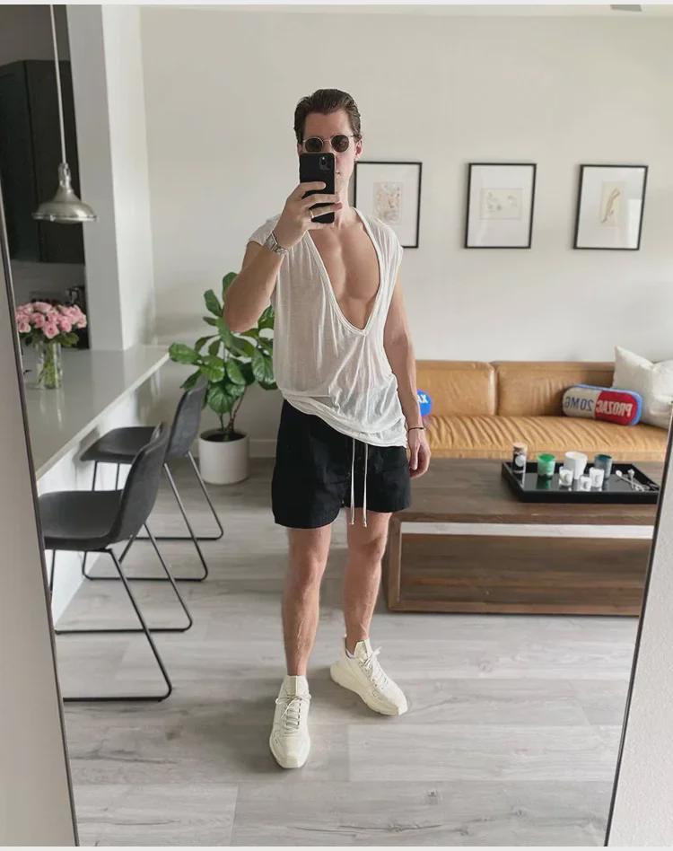 SUBHUMAN Men's Spring/Summer Dark Knitted V-Neck Sleeveless Tank Vest - Couple's Style