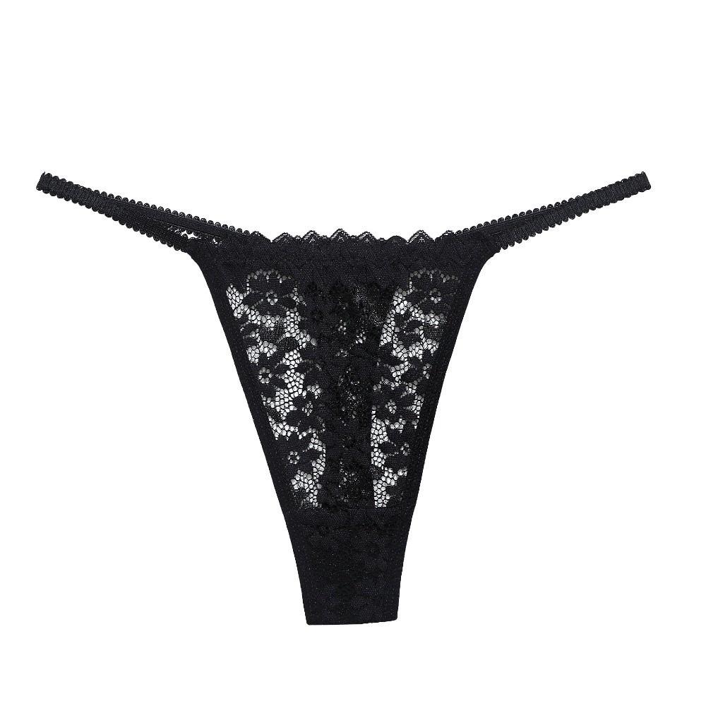 Low Waist Lace Flower Briefs Mesh T-Back Panties Comfortable Lace Thong Women  Daily Wear