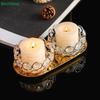 Gold Crystal Tealight Holder - Decorative Beaded Candle Holder for Wedding & Home