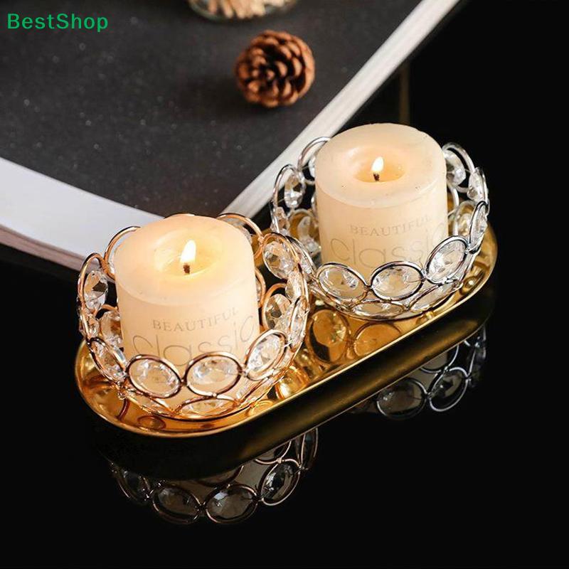 Gold Crystal Tealight Holder - Decorative Beaded Candle Holder for Wedding & Home