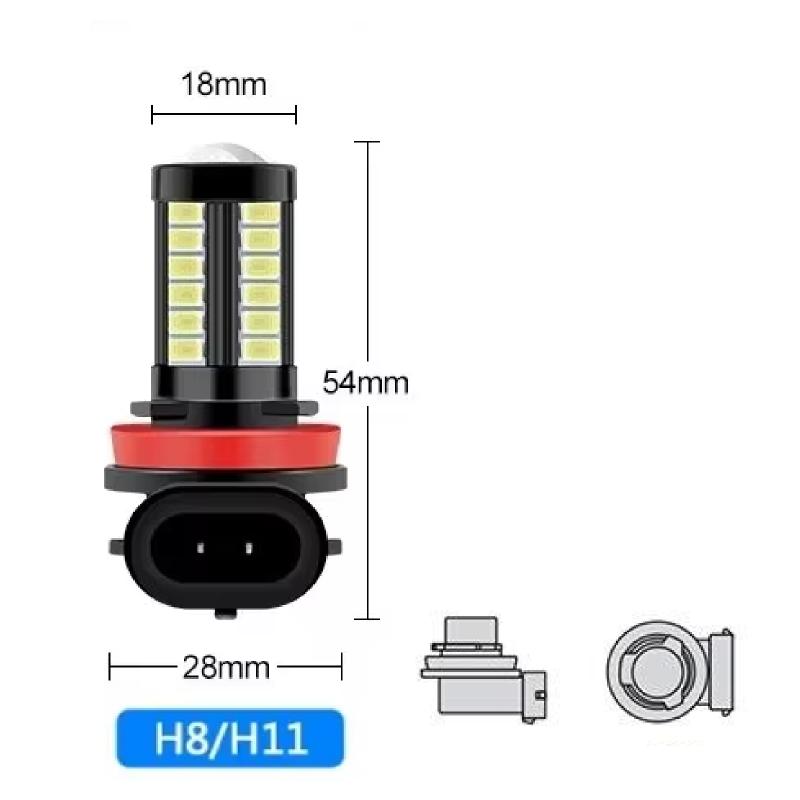 2pcs 12-24V H7 H4 H11 5730 Chips 33smd 9005 HB3 HB4 9006 LED Bulbs Fog Lamp Headlight Bulb Running Light Car Driving Light 6000K