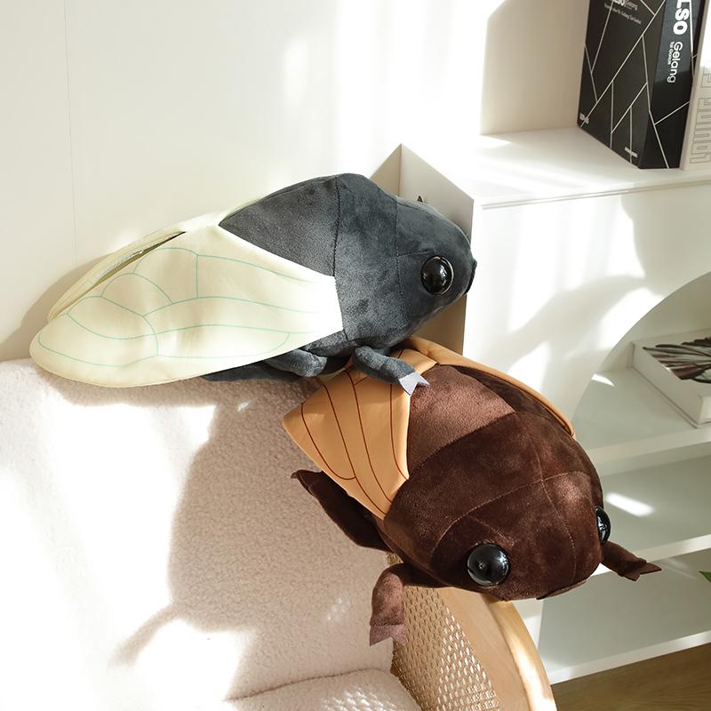 1Pc 48Cm Simulation Cicada Plush Toys Stuffed Soft Animal Insect Pillow Real Life Bug Plushie Kids Boys Birthday Decor Gift