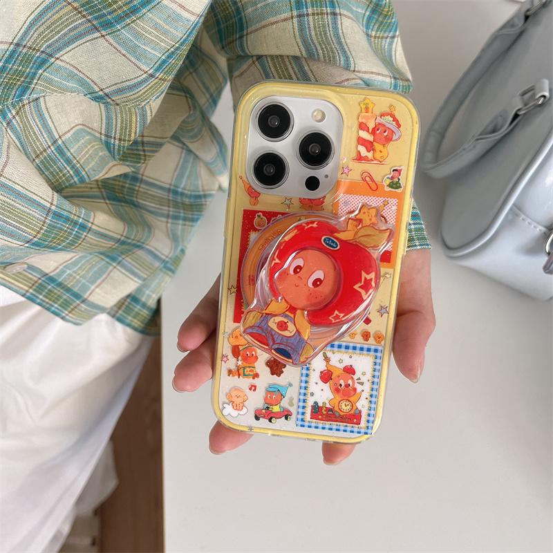 Kawaii Cartoon Magnetic Phone Case For iPhone 16 Pro 15 14 13 Pro Max Shockproof Cover with Magsafe Stand Holder Hard Cases Capa