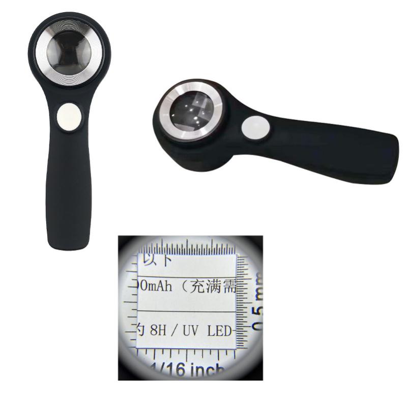 60x Handheld Magnifying Glass Usb Rechargeable Led Illuminated Magnifier For Outdoor Exploration And Observation
