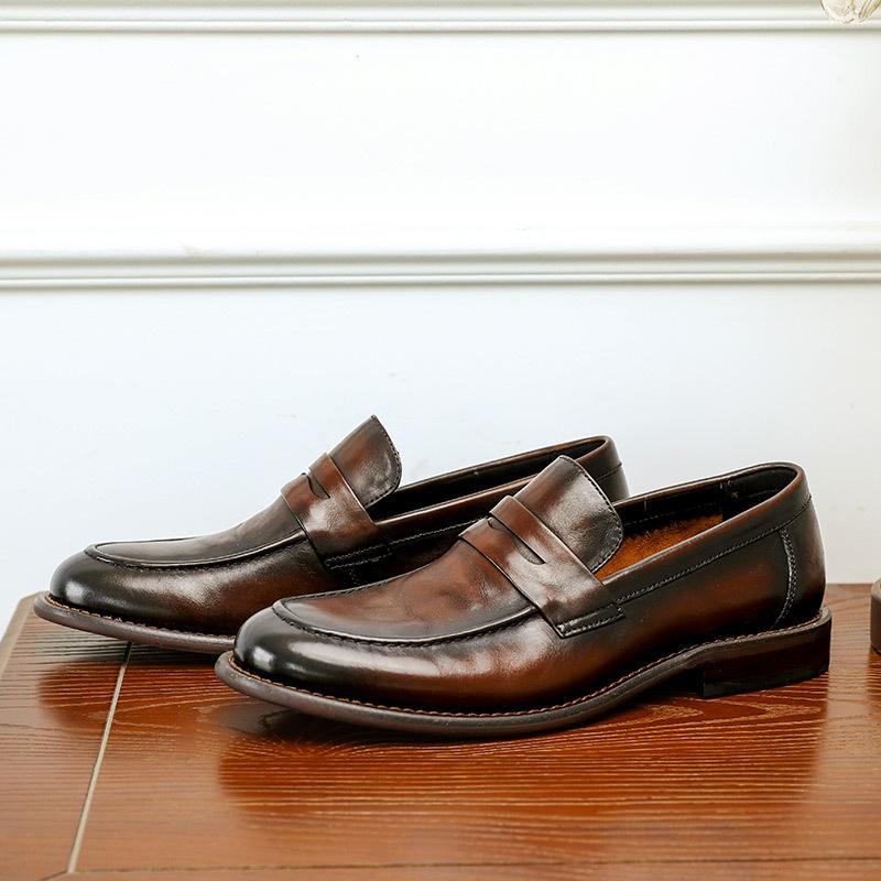 Desai Business Casual Leather Shoes First Layer Cowhide Breathable Soft Sole One Pedal Loafers Men'S Shoes