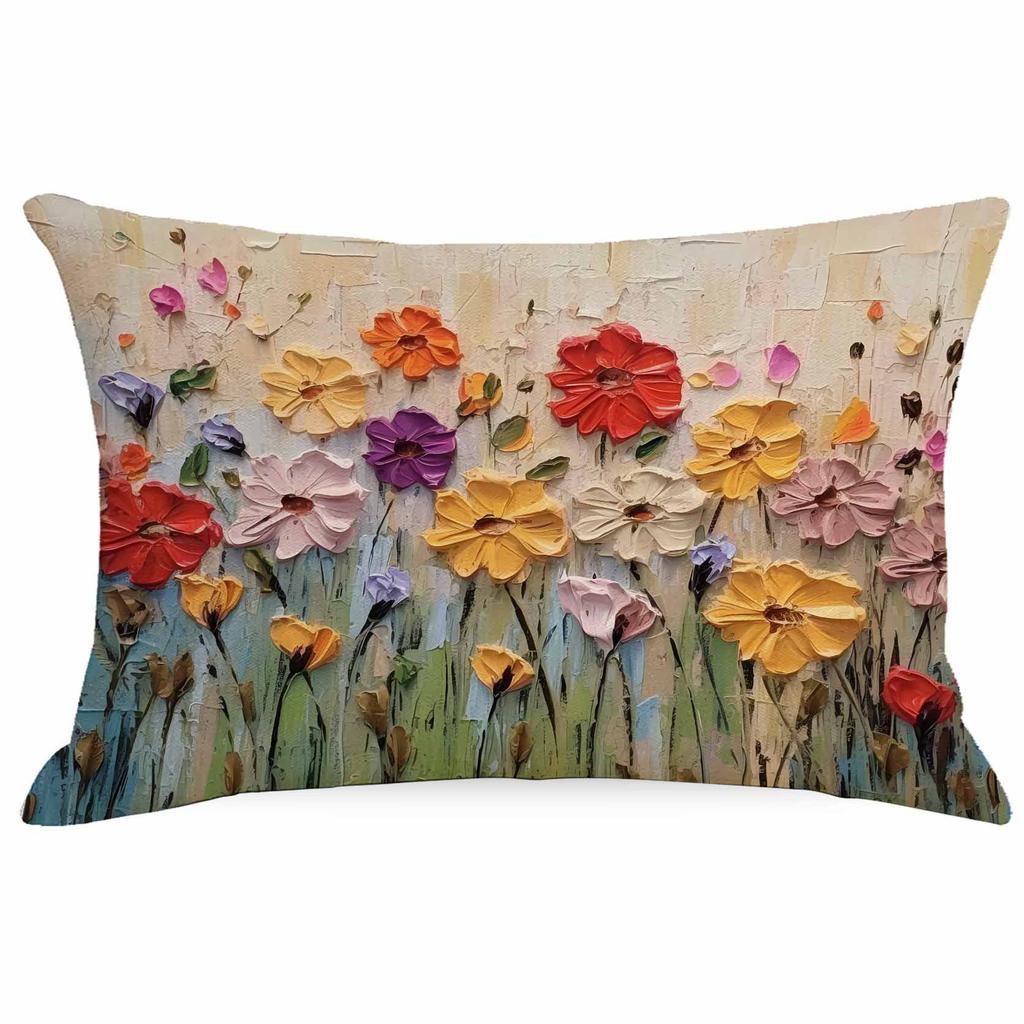 New Decorative Pillowcase 3D Three-dimensional Effect Floral Pillowcase Sofa Cushion Cover Digital Printing
