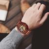Red Wooden Men's Mechanical Watches Casual Fashion Accessories Wristwatch Chronograph Bussiness Gifts Reloj De Madera