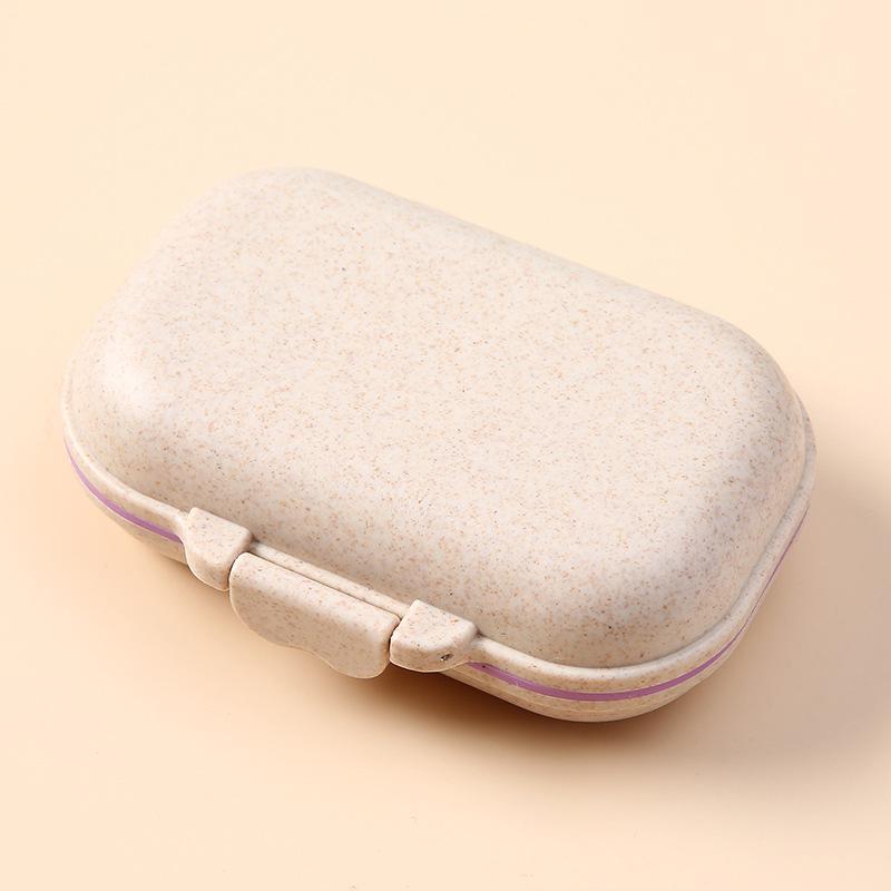 1Pc Mini Portable Drug Packaging Box Seven Compartment Medicine Box Drug Wheat Straw Material Storage Box