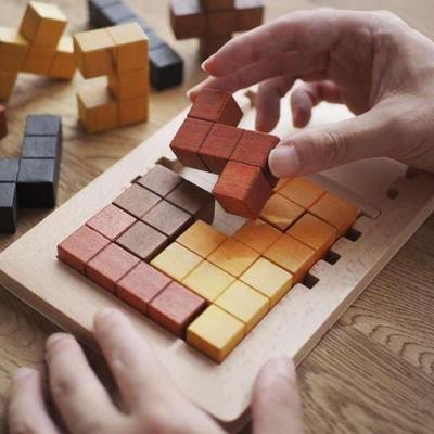MIND BLOCKS Wooden 3D Tetris Puzzle Blocks, Colorful Educational Toys for Brain Training, Anti-Aging, Dementia, and More