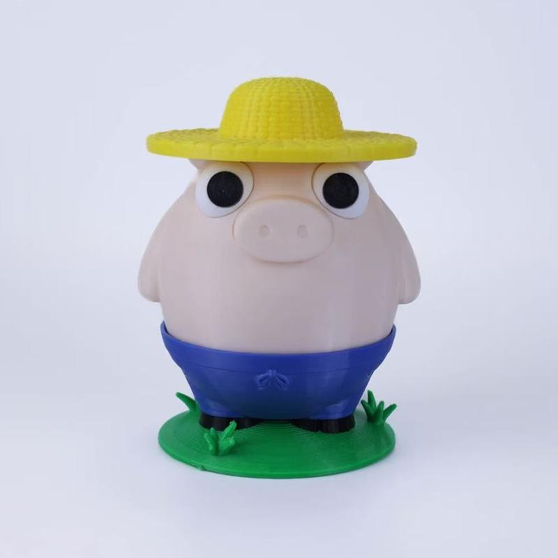 3D Printed Farmer's Crack Coin Bank Funny Pig Money Bank for Kids Wacky Saving Coin Jar Ornament for Desk Decoration