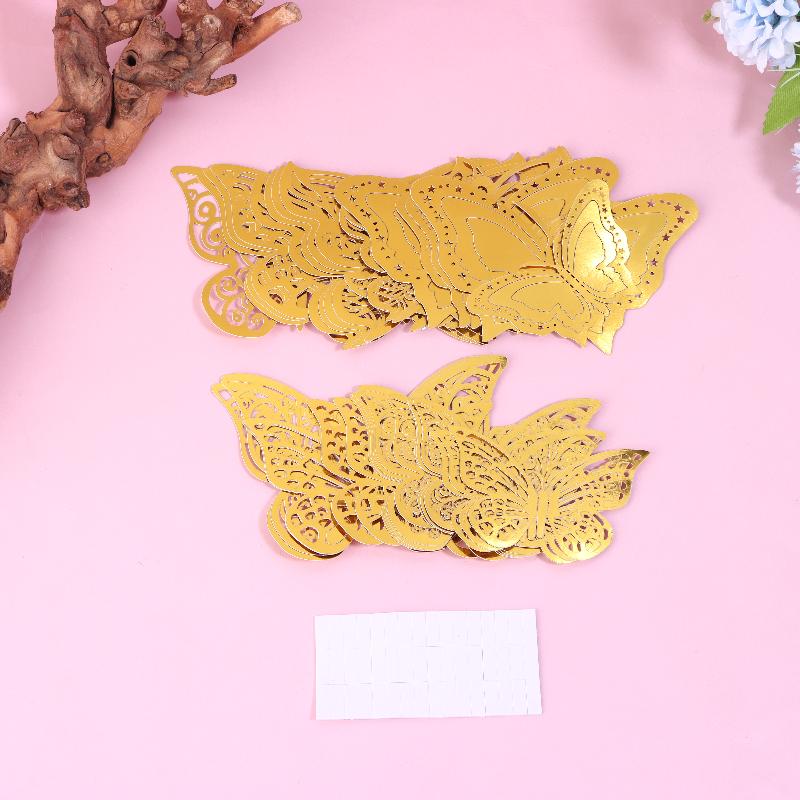 Pack of 48 3D Butterfly Wall Decals In 4 Stunning Styles and Sizes; Butterfly Birthday Party/Cake and Room Decorations