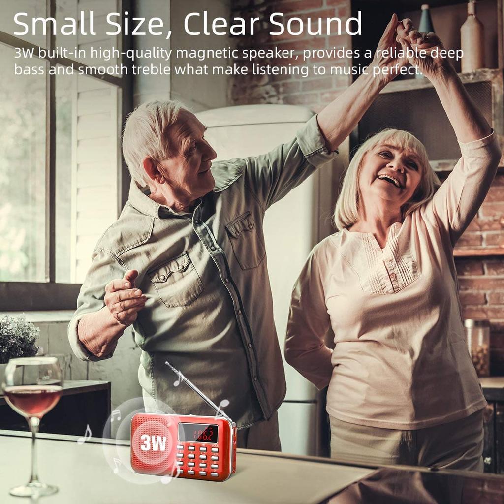 Tragbares Radio AM FM Radio Handheld Taschen-HIFI Stereo-Lautsprecher Wetter Radiosender Radios Digital Wiederaufladbar