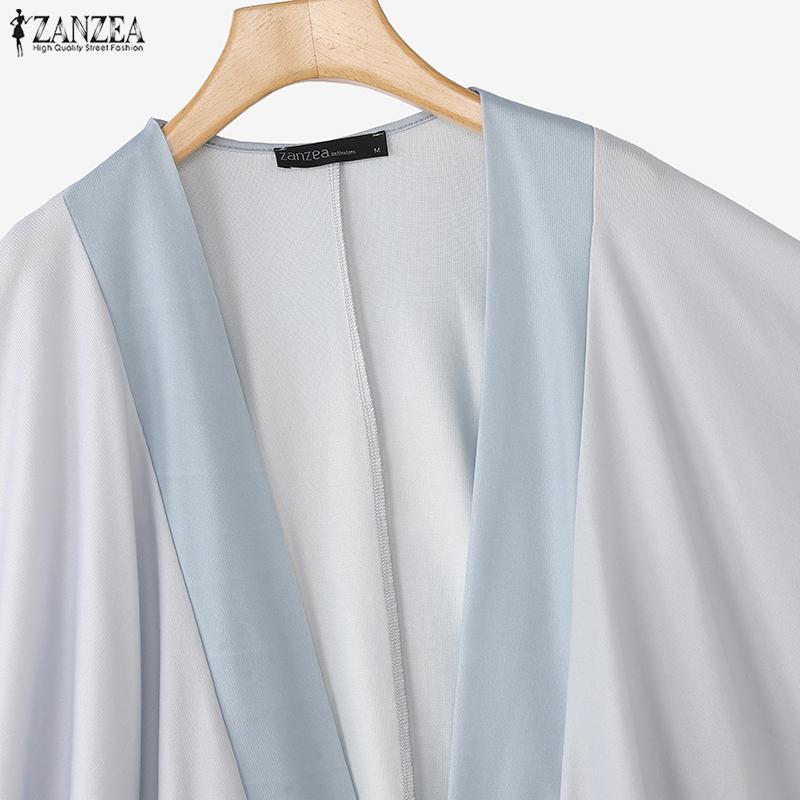 ZANZEA Womens Casual Batwing Sleeve Loose Cardigan Cover Up Blouse