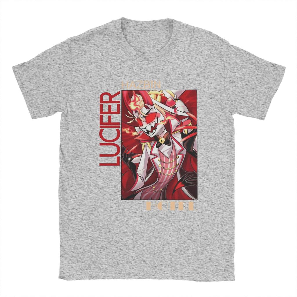 Herren T-Shirts Hazbins Hotels Lucifer Humor Reines Baumwoll T-Shirt Kurzarm T-Shirt Rundhals Kleidung Erwachsener