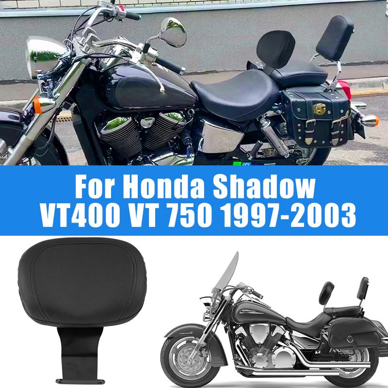 Motorcycle Driver Backrest Cushion Pad Black PU Leather Comfortable Support for Honda Shadow VT400 VT750 1997-2003 Cruiser