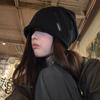 Large Head Circumference Versatile Black Baotou Hat Women's Autumn and Winter Style Face Showing Small Pullover Cold Hat Confinement Hat