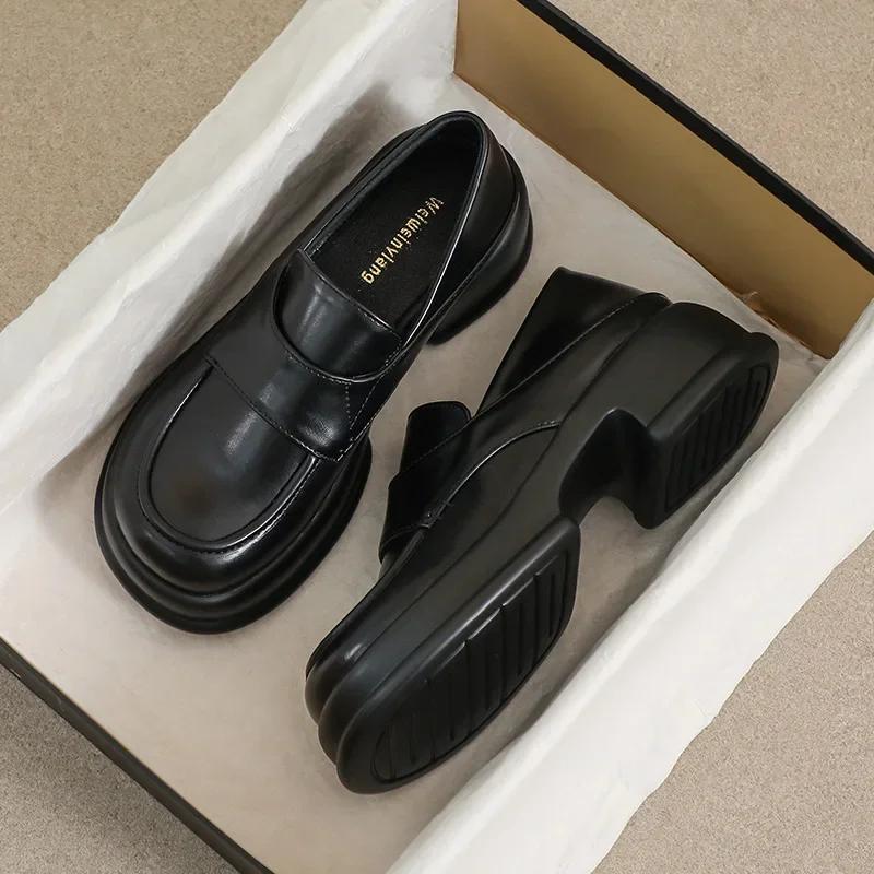 

Модные туфли из мягкой кожи Женская весенняя обувь Дизайнерские туфли на каблуках Женские кроссовки Туфли для вечеринок Женские туфли на платформе Женские мокасины 43 чёрный