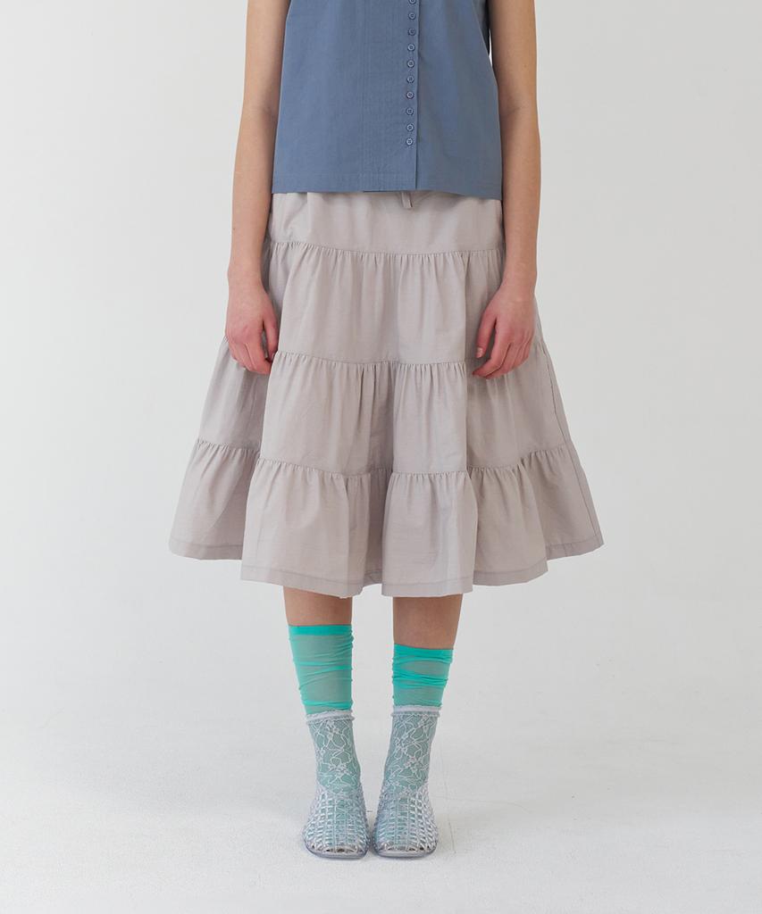 Pesto 3 Shirred Skirt Fog