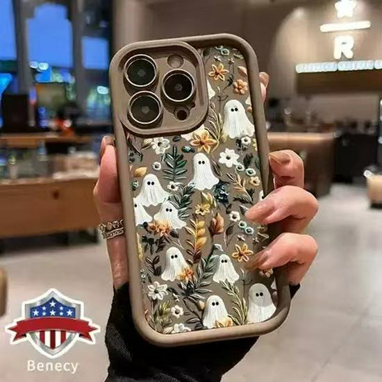 Ghost Flowers Trendy Phone Case for Apple iPhone 17 Pro Max/16/15/14/13