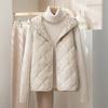 Down Cotton Sleeveless Hooded Jacket Vest Autumn and Winter New Fashion Vest Loose Warm Cotton Jacket