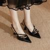 Patent Leather Women Sandals Sexy Pointed Toe Back Strap Buckle Summer Slingback Footwear Ladies High Heel Wedding Party Shoes
