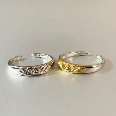 Anello aperto a loto stile coreano retrò per donna