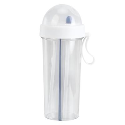 600ml Innovativa Bottiglia d'Acqua a Doppio Uso con Cannuccia Tazza d'Acqua per Casa Campeggio All'Aperto Sport Bianco