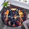 Wolfsgeist Runder Teppich, Teppich für Wohnzimmer Schlafzimmer Sofa Spielzimmer Dekor, Rutschfeste Bodenmatte
