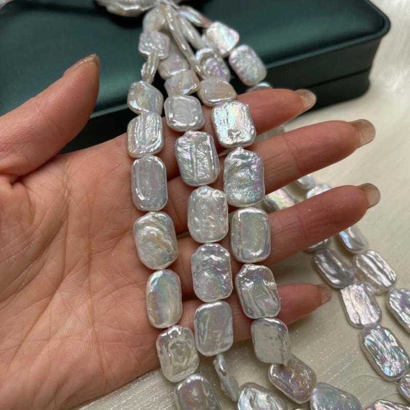 1 Piece Diy Necklace Bracelet Accessory 14X17Mm Natural Freshwater Pearl Rectangular Baroque Strand Beads For Jewelry Making