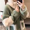 Autumn and Winter Faux Lambskin Coat Women's Korean Sweatshirt Thickened with Fleece Versatile Mid-length Large-sized Winter Coat