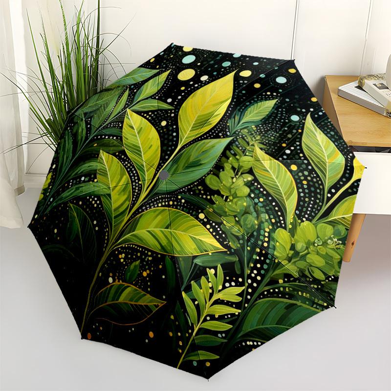 1pc Nature Plants Automatic Open/close Umbrella, 8-Rib Sturdy Structure, Auto Folding/Opening, Portable Travel Umbrella for Women,060