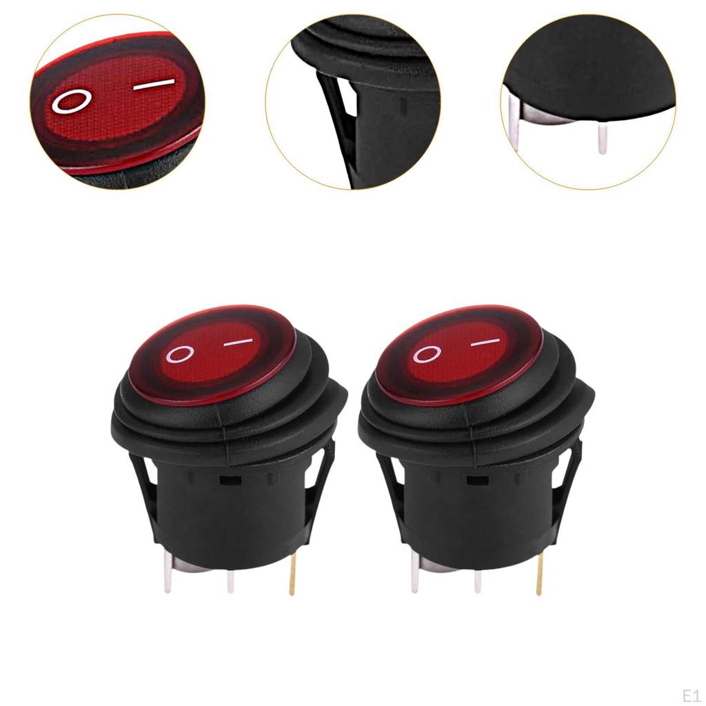 2 Stück LED-beleuchteter Wippschalter Rund Universal Wasserdicht Knebel