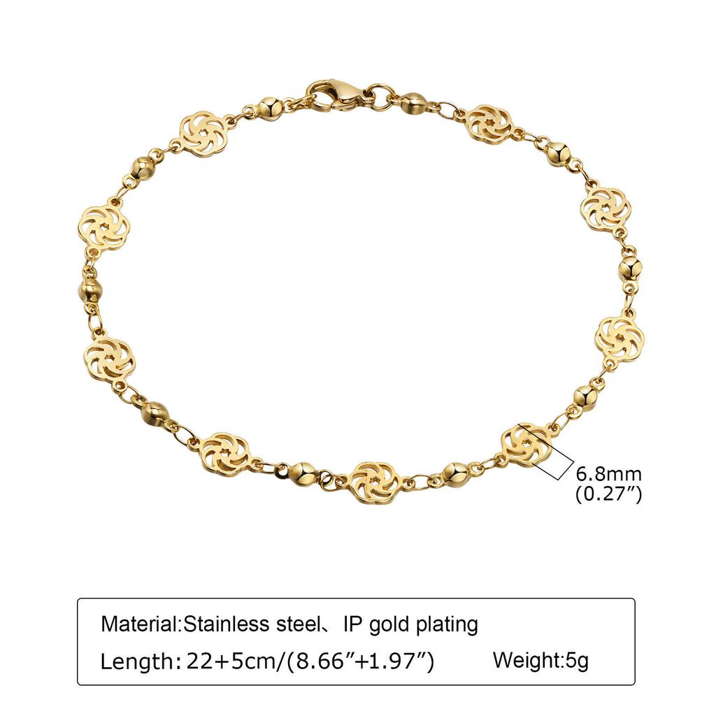 Stainless Steel Anklets Bracelet for Women, Flower Heart Seashell Charms Layered Anklets, Waterproof Gold Plated Anklet