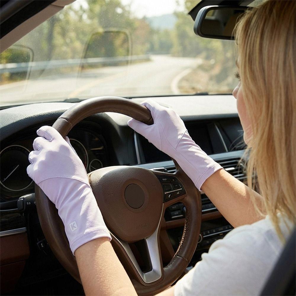 Non-slip Anti-UV Gloves Thin Riding Mittens Summer Ice Silk Gloves for Women Lady