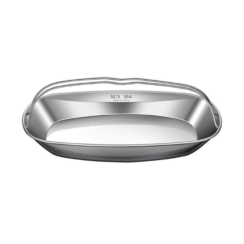 Multipurpose 304 Stainless Steel Serving Tray Steamed Fish Plate with Double Handle For Cooking Serving Heat Resistant 1