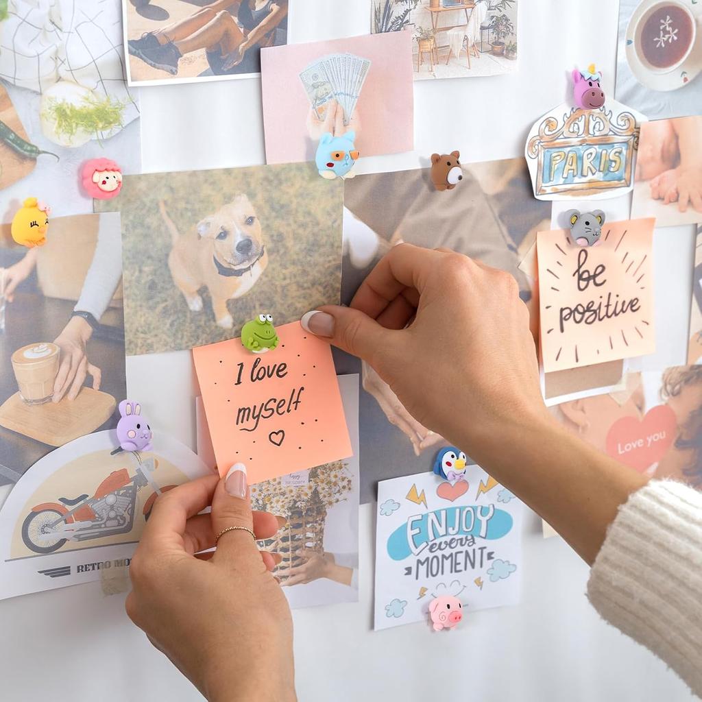 30 Pieces Cute Animal Push P,10 Style Animals Push P, Decorative Thumb Tacks, Fun Thumbtack, Pushp for Bulletin Board, Cork Boards,Wall, Whiteboard,